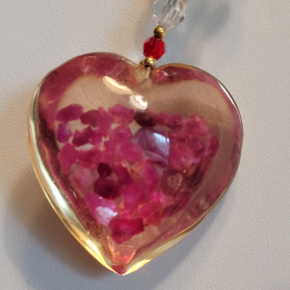 Beaded Necklace with Filled Heart Pendant - Picture 2 of 5